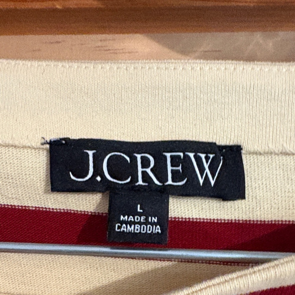 J. Crew Red and Cream Striped Short Sleeve Tee - Picture 2 of 5
